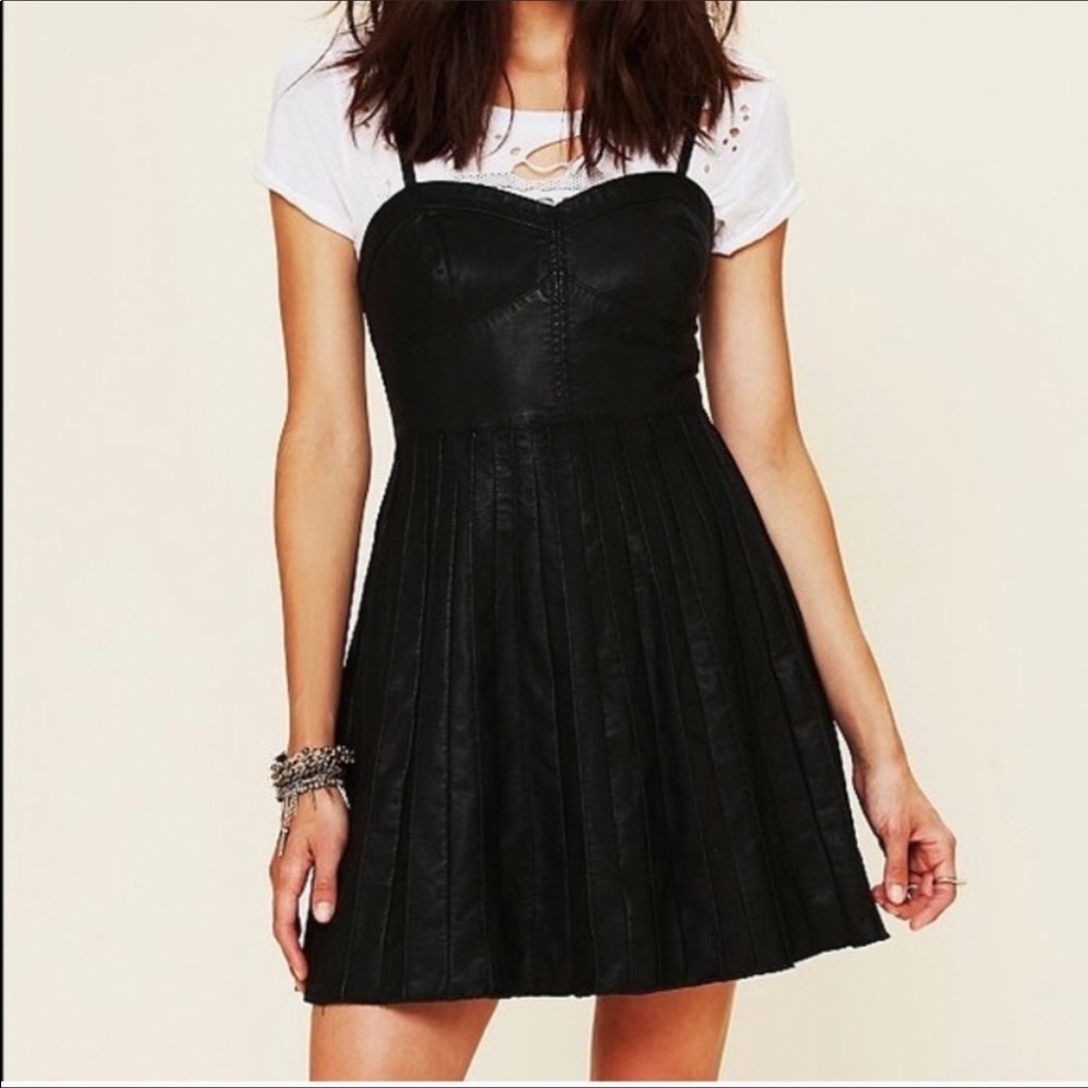 Free People Black Leather dress